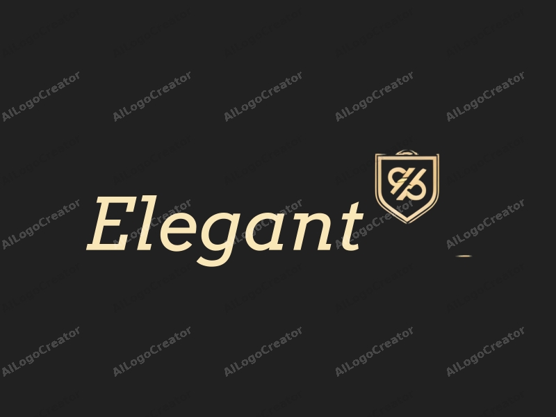 a modern minimalist design featuring a stylized shield and elegant letterforms, combined with a clean black background.