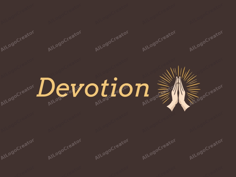 vintage design features a stylized halo above a pair of hands in a prayer position, combined with golden accents and a clean background.