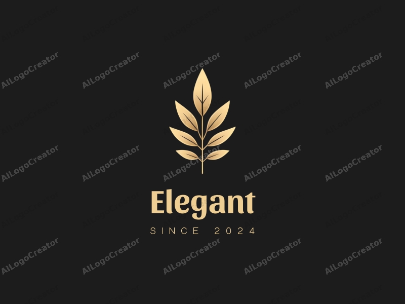 modern design features elegant leaves and group elements, combined with a clean black background, creating a sophisticated and refined aesthetic.