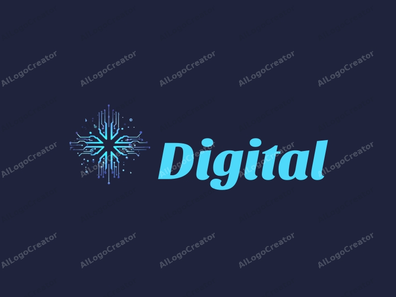 a modern minimalist design featuring digital elements, circuit patterns, and light effects, combined with a clean background in blue and black colors.