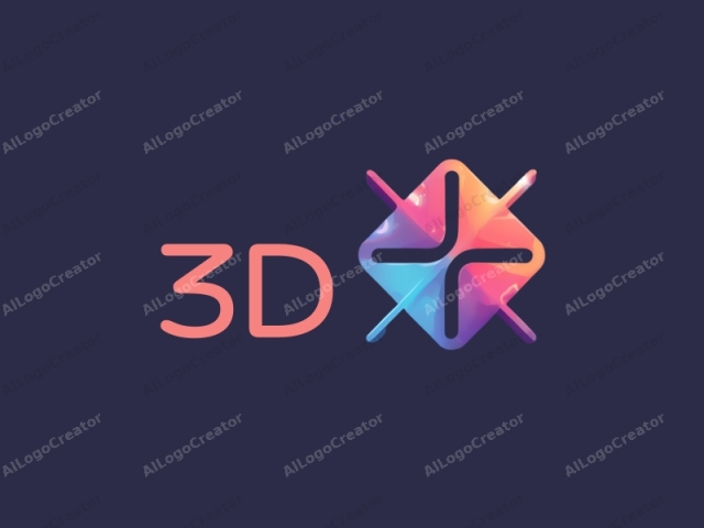 革新と制作を表す鮮やかな3Dダイナミックシェイプを特徴とするモダンなデザインで、ゲームデザインとアニメーションにおける革新と制作を表現し、クリーンでシンプルな背景と組み合わせています。