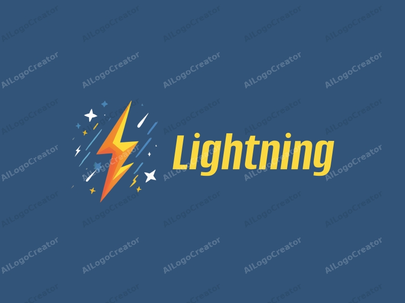 geometric design features a stylized lightning bolt, electric current lines, and electric waves combined with a clean background.