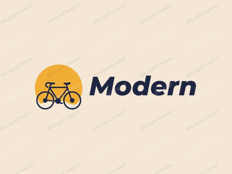 minimalist design features a stylized bicycle integrated with an alleyway, using a clean and fresh approach combined with a simple background.