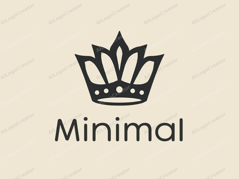 minimalist design features a stylized crown symbolizing elegance, interconnected lines representing design and architecture, combined with a clean background and a tag style approach.