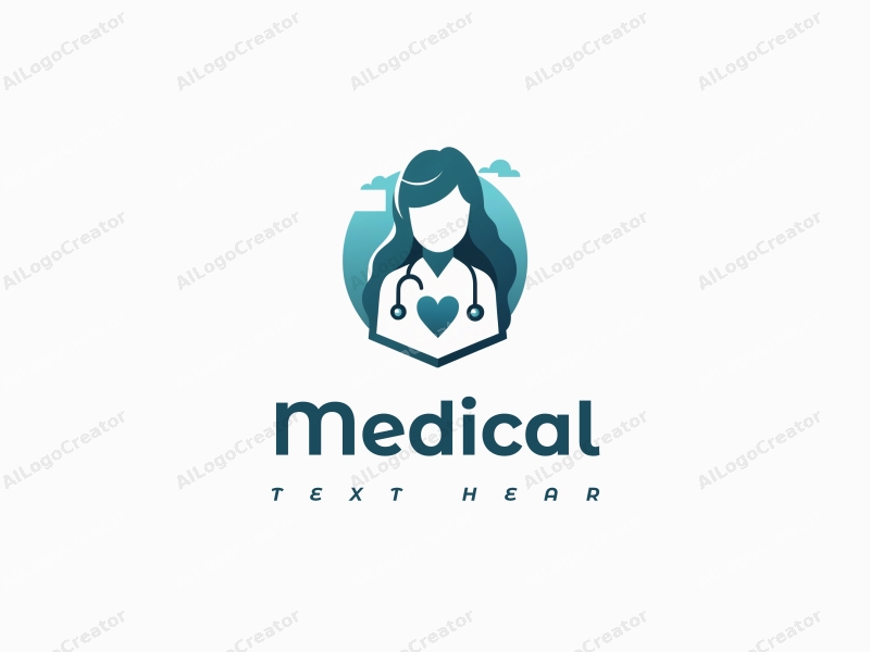 modern design features a stylized hospital and doctor silhouette, integrated with a stethoscope and shield, combined with a clean background.