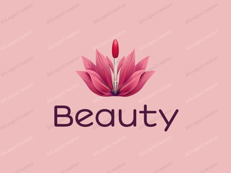 modern design features elegant petals, a stylized lip gloss tube, and a clean background combined with a harmonious composition.