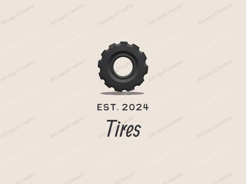 a modern design featuring a stylized tire symbolizing balance, combined with clean lines and a minimalist approach on a simple background.