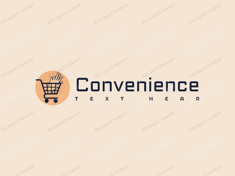 modern design features a stylized shopping cart and a hand, emphasizing convenience and practicality, combined with a clean background.