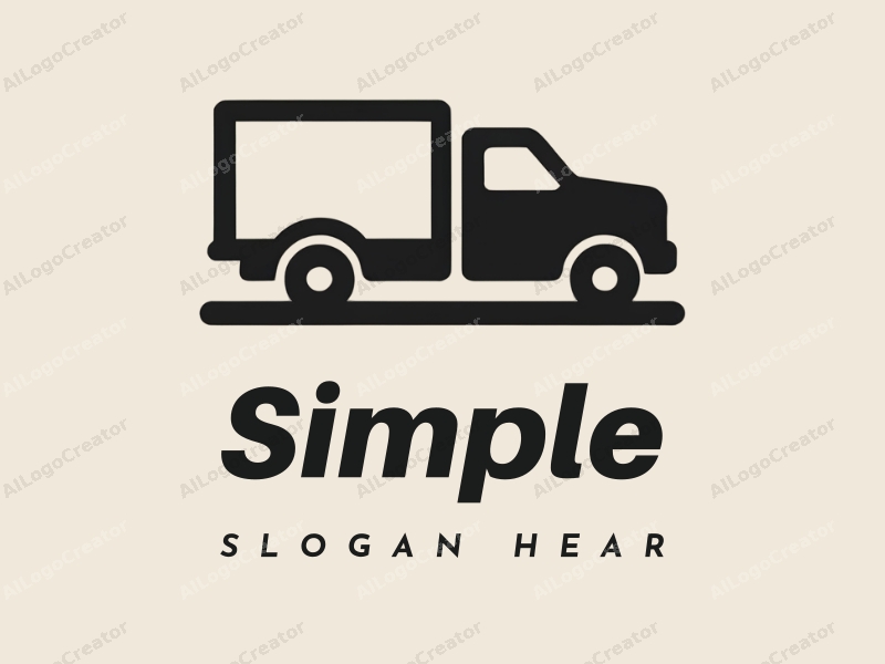 minimalist design features a stylized truck silhouette and a clean box shape, combined with a simple and clean background.