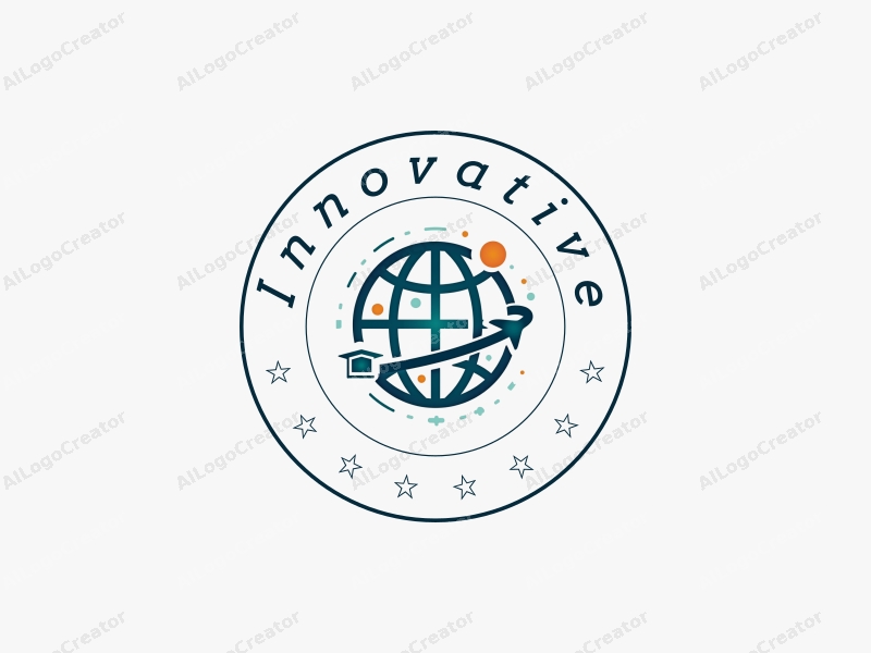 futuristic design features a stylized globus representing global innovation and education, combined with admission symbols, set against a clean background.