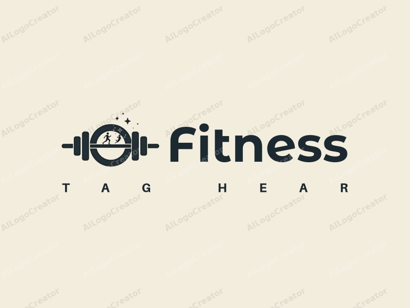 modern design features stylized dumbbells and running figures, combined with a clean background and a harmonious layout.