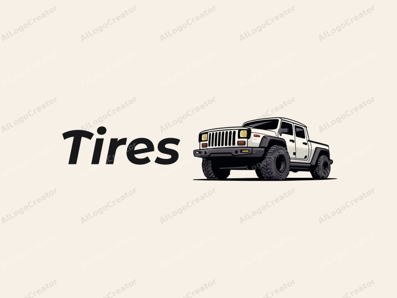 a modern industrial design featuring a stylized tire and car silhouette, incorporating elements of impact, combined with a clean background.