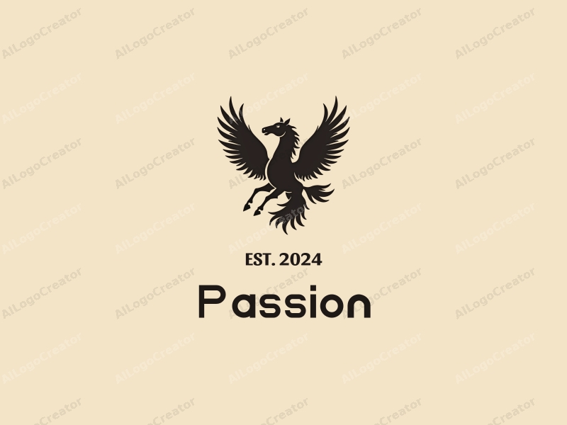 playful design features a dynamic horse and eagle intertwined, symbolizing passion and enthusiasm, combined with a clean background.