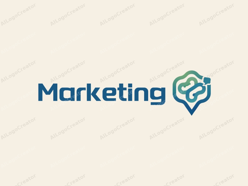 modern design features abstract marketing symbols, creative communication elements, and a harmonious blend of blue and green colors combined with a clean background.