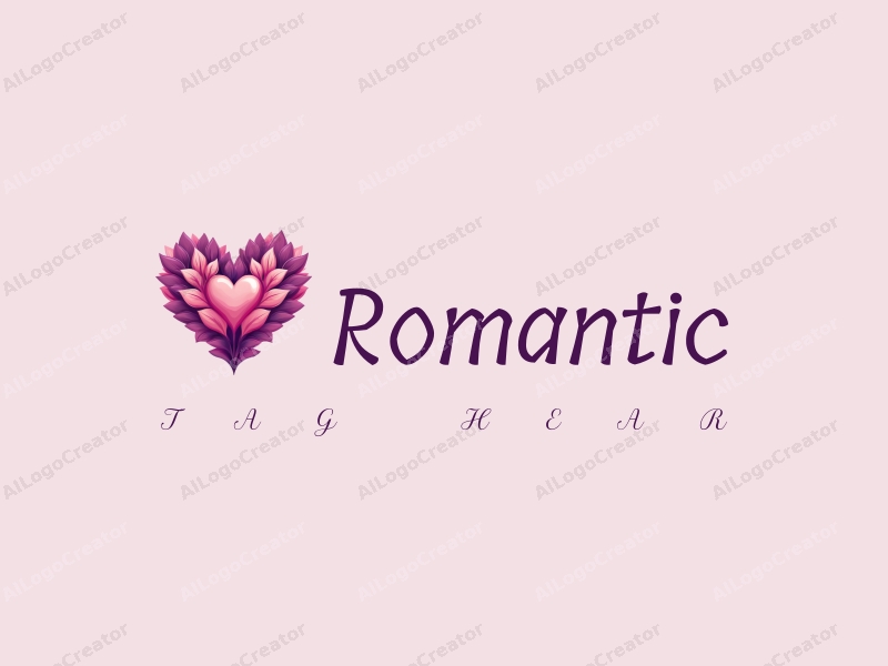 playful design features a heart shape intertwined with flower petals, using a pink and purple color palette, combined with a clean background.