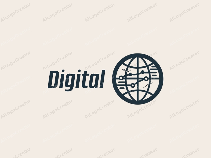 minimalist design features digital elements, a stylized globe, and a network motif combined with a clean background.