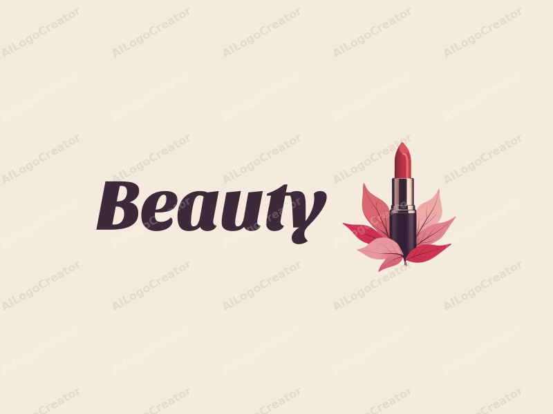 a modern design featuring elements of beauty and makeup, including a stylized lipstick and flower petals, combined with a clean background.