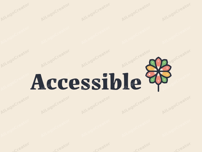 modern design features accessibility elements, inclusive design motifs, stylized flowers, and a bar silhouette combined with a clean background.