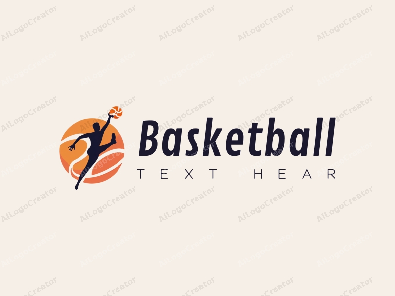 playful design features a stylized basketball and an athlete in motion, combined with a clean background.