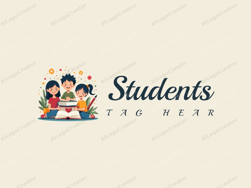 playful design features vibrant colors, stylized students and school elements, along with books and paintbrushes, combined with a clean and harmonious background.