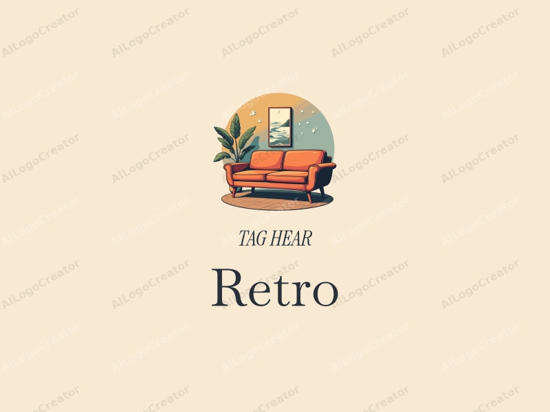 vintage design features a retro sofa and a retro poster, combined with puzzle elements and a nostalgic theme, set against a clean background.