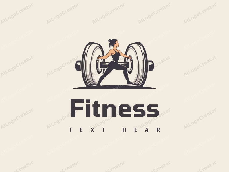 a modern design featuring stylized dumbbells and yoga poses, combined with a clean background and a harmonious layout.