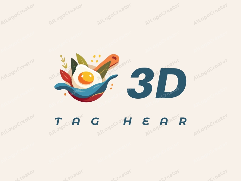 a modern design featuring a colorful 3D egg and spoon, with dynamic elements that convey movement, combined with a clean background.