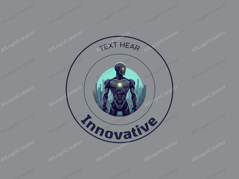 a modern design featuring a stylized robot integrated with architectural elements, emphasizing innovation and the future, combined with a clean background.