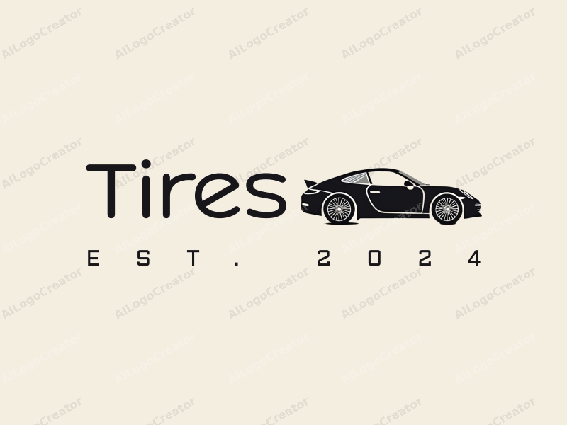 a modern design featuring a stylized car silhouette, overlapping tires and wheels, combined with a clean background.