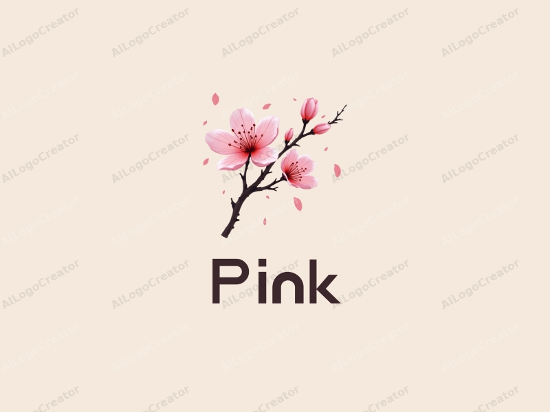 minimalist design features delicate cherry blossoms with soft pink petals and flowing ribbons, combined with a clean background for a fresh and elegant look.