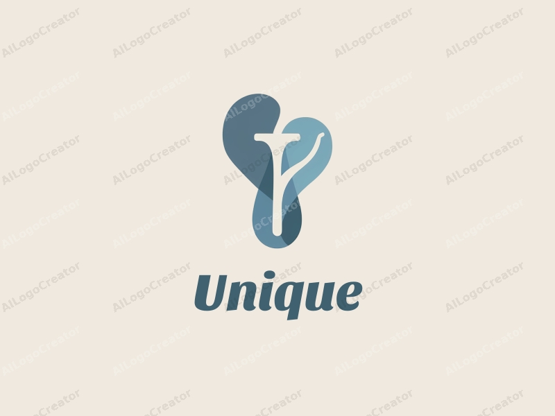 a modern minimalist design featuring abstract representations of massage therapy tools, incorporating unique and innovative shapes, with a clean blue and gray color palette against a simple background.