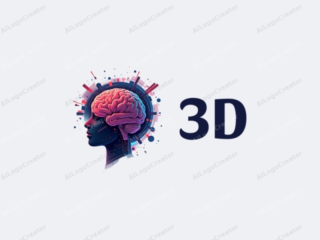 一個現代科幻設計，具有3D元素和視覺效果，結合未來科技和風格化的人類大腦，並以鮮豔的多色調色板對比於乾淨的背景。