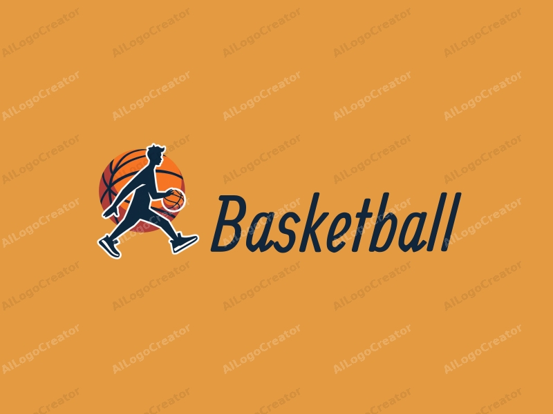 playful design features a stylized basketball, an athlete in motion, and a pair of basketball shoes, combined with a clean background.