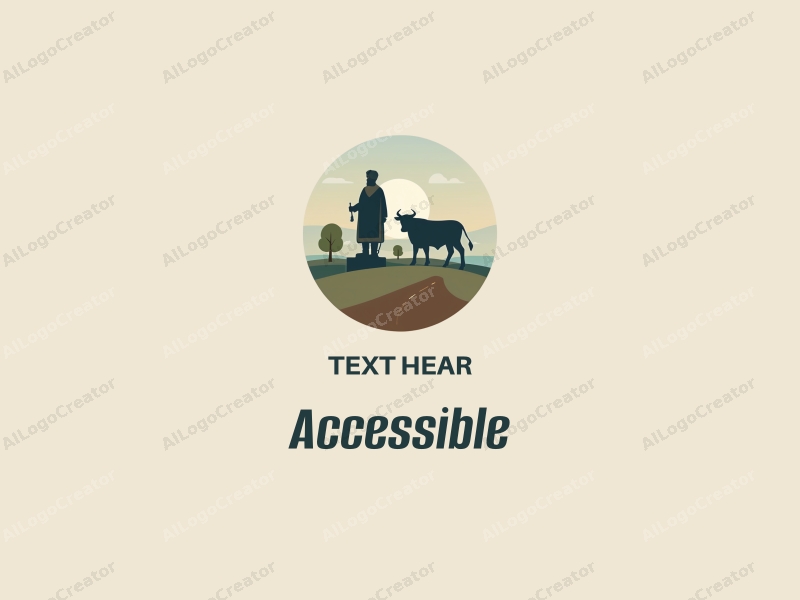 modern design features accessibility elements, a stylized statue, and a herd of cattle, combined with a clean background and a focus on inclusivity.