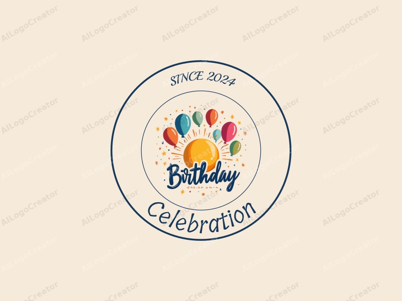 playful design features vibrant balloons, a bright sun, and festive elements combined with a clean background.