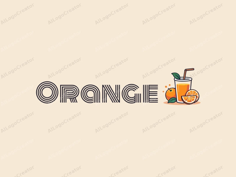 playful design features a vibrant orange, a stylized juice cup, and fresh orange slices, combined with a clean background.