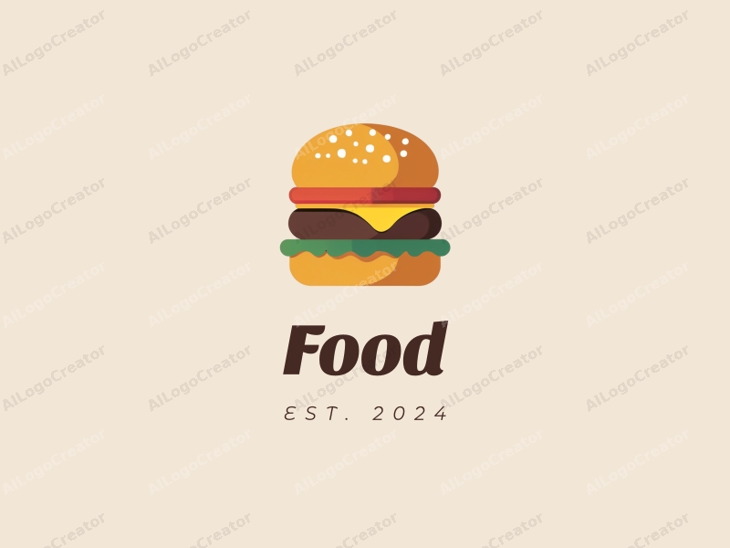 a modern design featuring a colorful plate with a stylized hamburger and fries, incorporating a clean and harmonious composition.