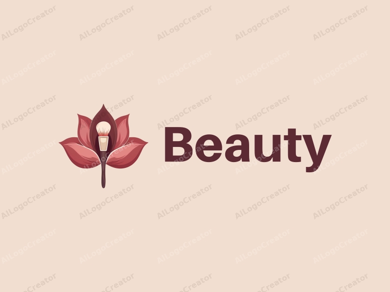 modern design features elegant petals, a stylized makeup brush, and a beauty theme combined with a clean background.