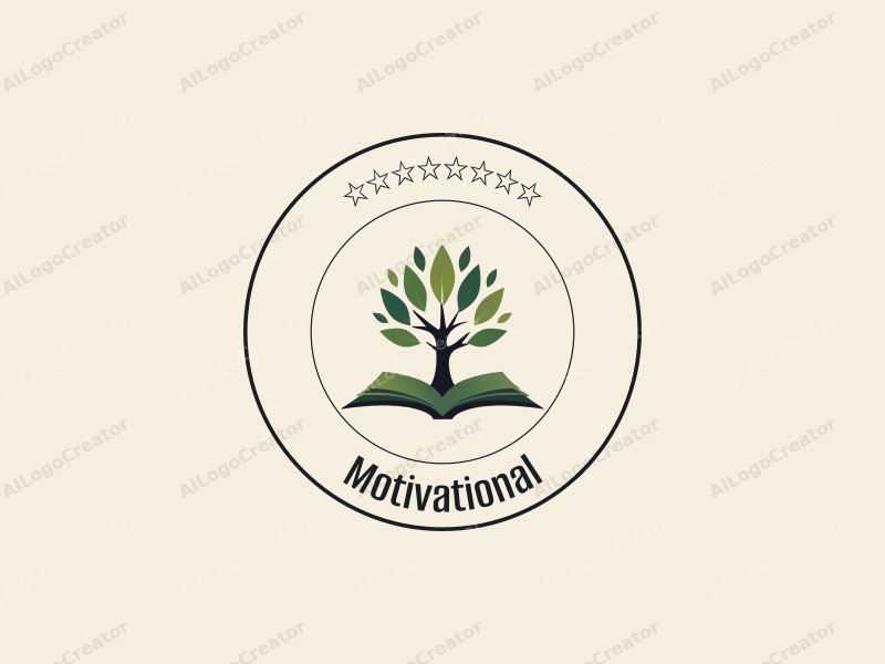 modern design features a stylized tree intertwined with an open book, symbolizing growth and knowledge, combined with a clean background that evokes a sense of motivation and inspiration.