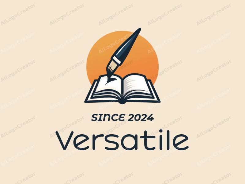 modern design features a stylized paintbrush and an open book, emphasizing multifunctionality and adaptability, combined with a clean background.