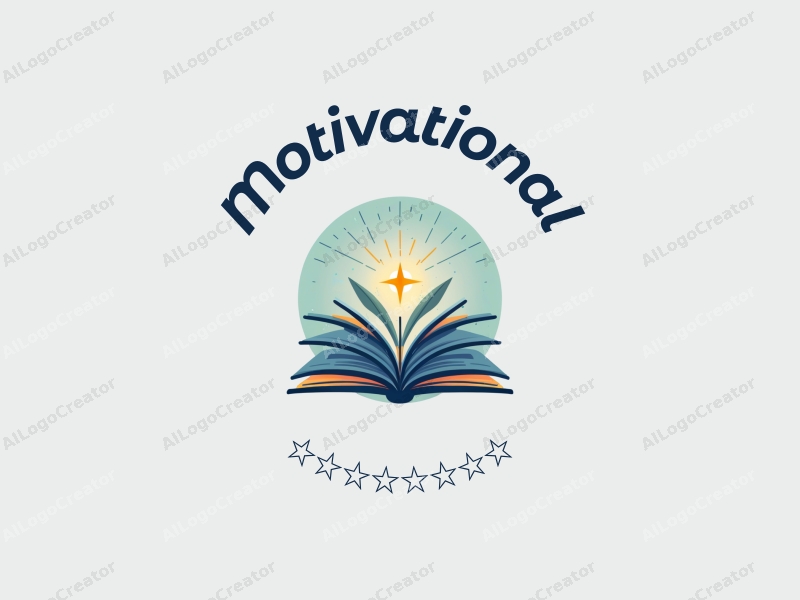 a modern design featuring stylized books and light elements, symbolizing motivation and inspiration, combined with a clean background in blue and green tones.