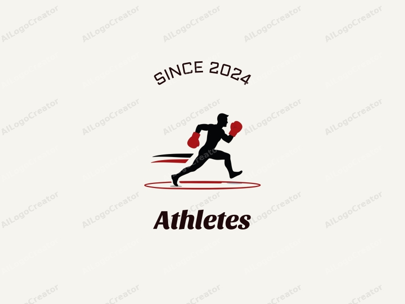 modern design features a stylized athlete in motion, a boxer silhouette, and a dynamic track element combined with a clean background.