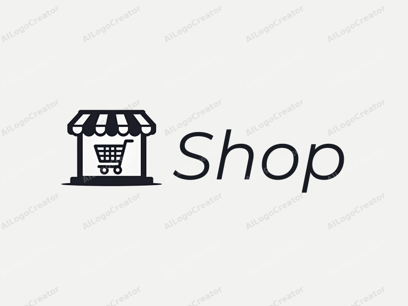 modern design features a stylized shop front, a shopping cart, and an electronic screen, combined with a clean background.