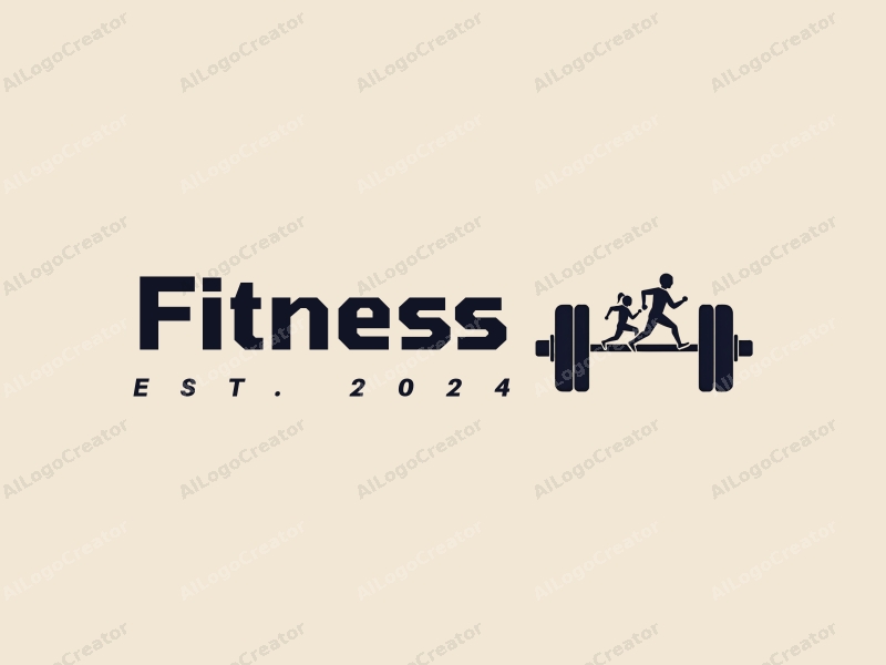 modern design features stylized dumbbells and running figures, combined with a clean background and a harmonious layout.