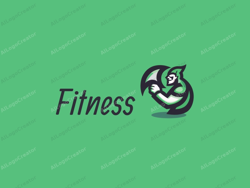 modern design features dynamic fitness elements, a stylized representation of strength and vitality, combined with a clean green background.