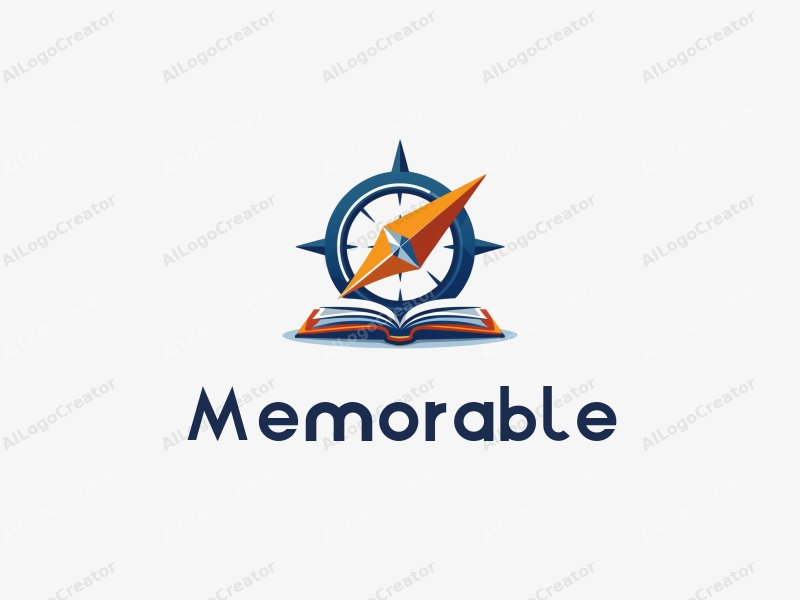 playful design features a stylized compass intertwined with an open book, incorporating blue and orange colors, combined with a clean background.