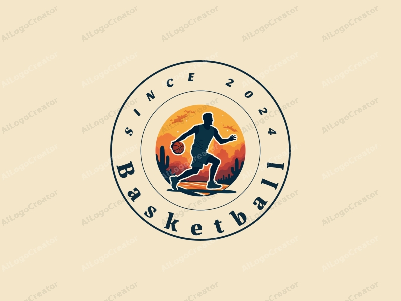 playful design features a dynamic basketball silhouette, an energetic athlete in motion, and a stylized court background combined with a clean and vibrant layout.