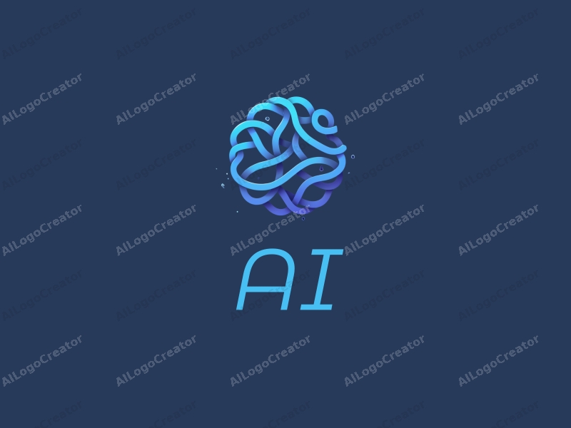 a modern design featuring abstract representations of intelligence and algorithms, intertwined data flow and network patterns, combined with a clean blue background.