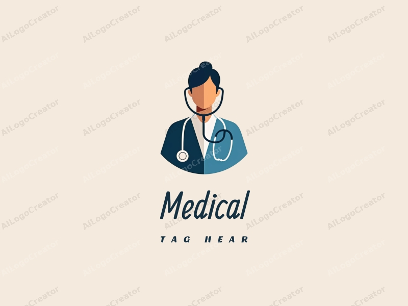 modern design features a stylized hospital silhouette, a doctor figure, a stethoscope intertwined with a heartbeat line, combined with a clean background.