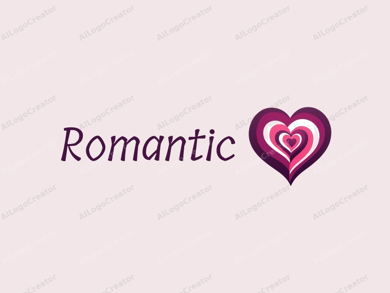 playful design features a stylized rose intertwined with a heart shape, incorporating pink and purple colors, combined with a clean background.